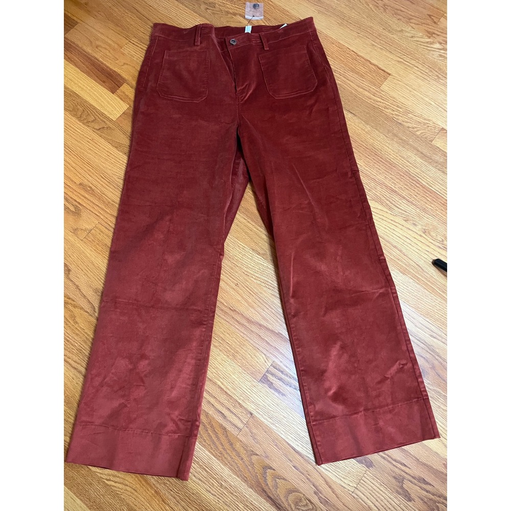 Denim & Co Heritage Rust Orange Corduroy Wide Leg Patch Pocket Pants 18W NEW